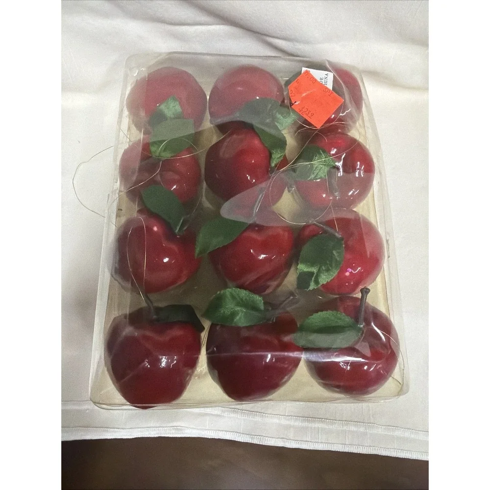 Vintage Michaels Red Apple Christmas Ornaments Set of 12 Faux Fruit Decor 1995